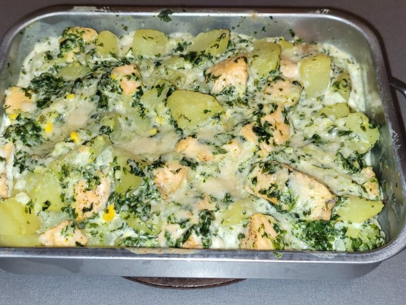 Cliquez pour zoomer ! Gratin de pommes de terre, saumon et épinards Thermomix par Agathe RS