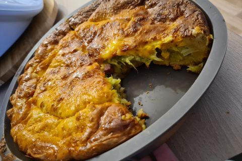 Cliquez pour zoomer ! Gâteau poireaux, lardons et fromage Thermomix par Mélissa