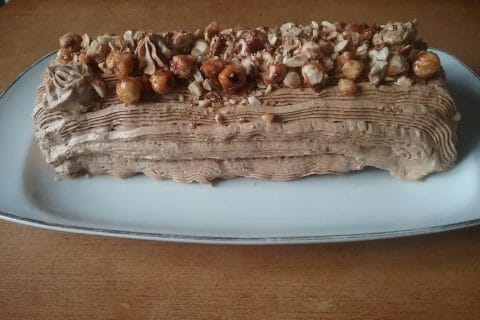 Cliquez pour zoomer ! Bûche pralinée aux éclats de noisettes caramélisés Thermomix par annickp