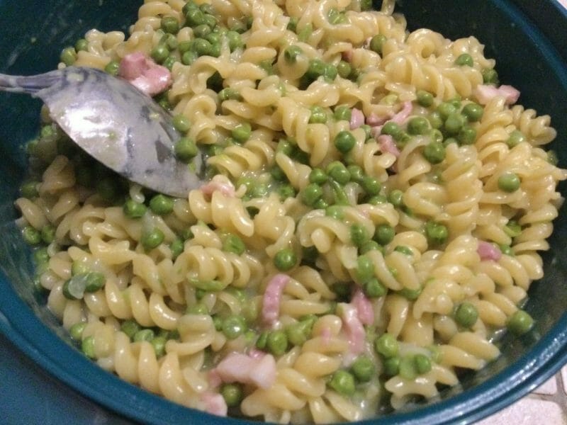Cliquez pour zoomer ! Pâtes aux petits pois et lardons Thermomix par chocolatitine