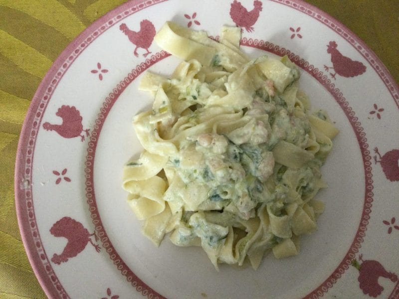 Cliquez pour zoomer ! Linguine aux poireaux et aux crevettes Thermomix par chocolatitine