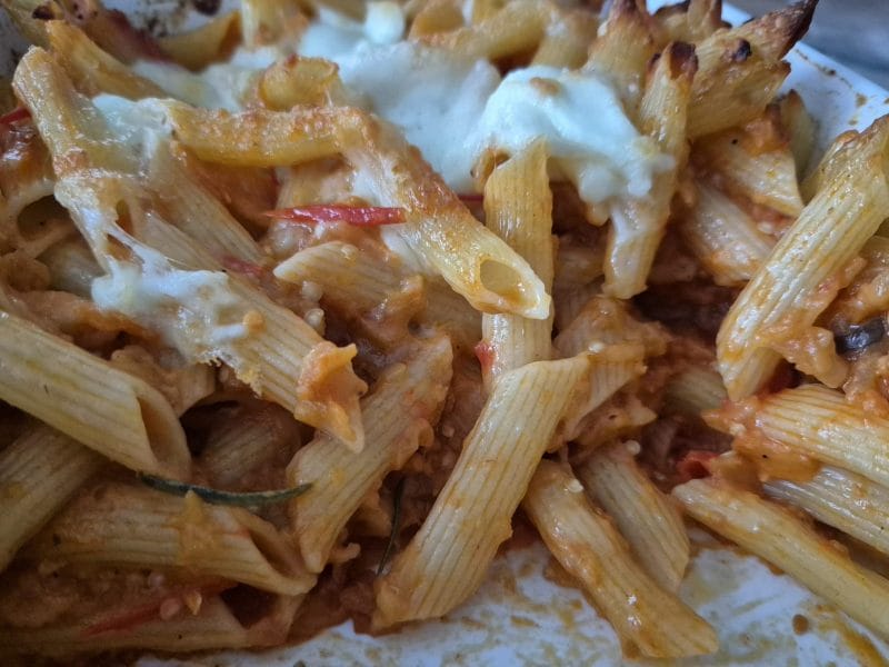 Cliquez pour zoomer ! Gratin de pâtes aux aubergines et tomates cerises Thermomix par Nessa