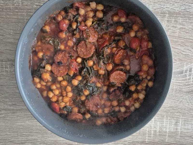 Cliquez pour zoomer ! Ragoût de pois chiches au chorizo et épinards Thermomix par Nessa