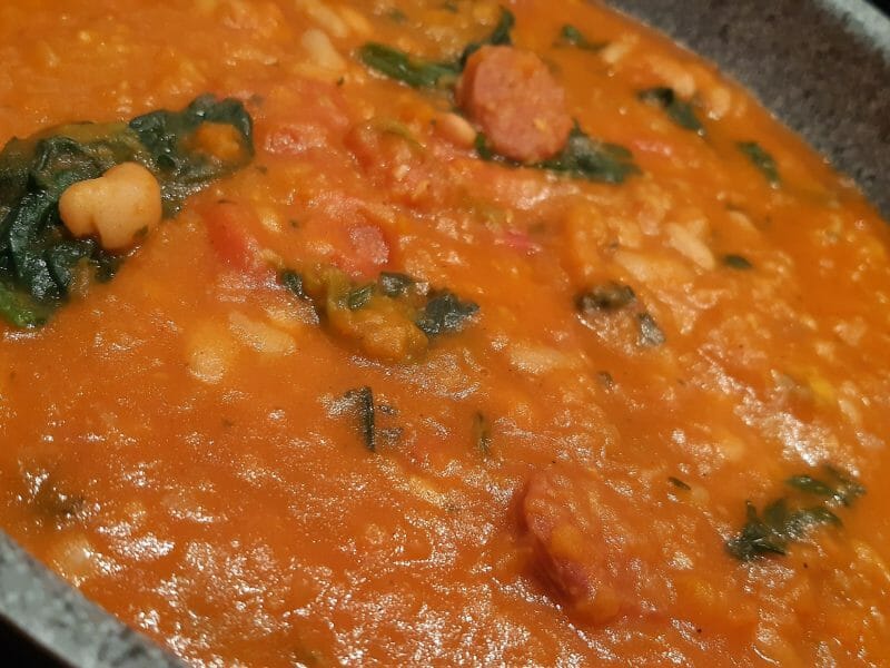 Cliquez pour zoomer ! Ragoût de pois chiches au chorizo et épinards Thermomix par Nessa