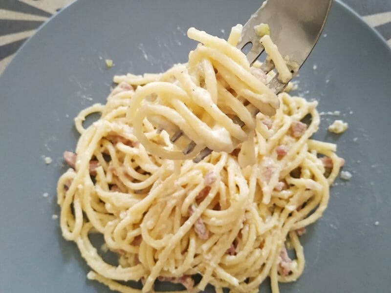 Cliquez pour zoomer ! Pâtes aux courgettes façon carbonara Thermomix par kyou35