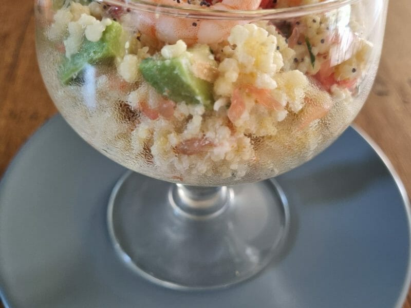 Cliquez pour zoomer ! Salade de perles aux crevettes, pamplemousse et avocat Thermomix par Aurelbbjaloed
