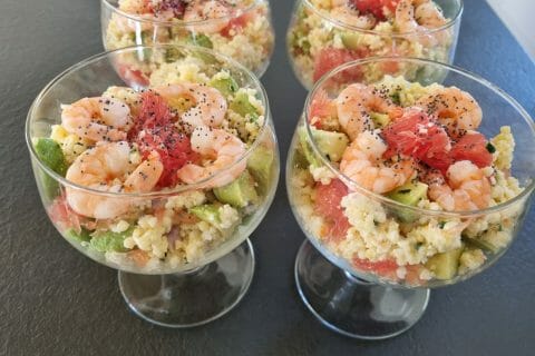 Cliquez pour zoomer ! Salade de perles aux crevettes, pamplemousse et avocat Thermomix par Aurelbbjaloed