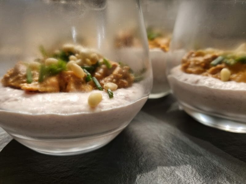 Cliquez pour zoomer ! Verrines mousse de jambon et pesto de tomates confites Thermomix par Aurelbbjaloed
