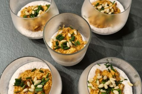 Cliquez pour zoomer ! Verrines mousse de jambon et pesto de tomates confites Thermomix par Aurelbbjaloed