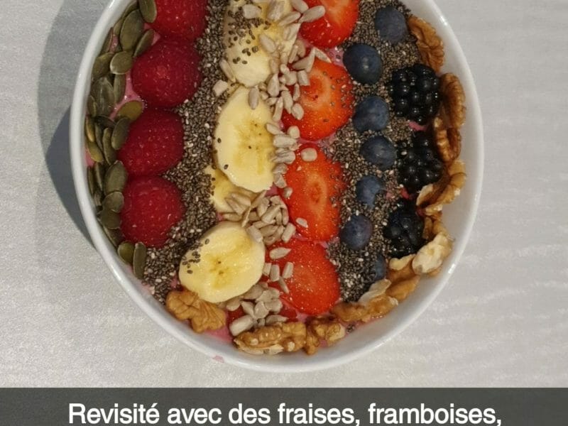 Cliquez pour zoomer ! Smoothie bowl framboise, mangue, banane Thermomix par cverine77