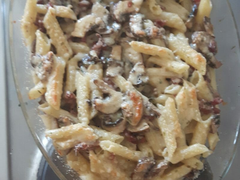 Cliquez pour zoomer ! Gratin de pennes aux champignons Thermomix par nini1984