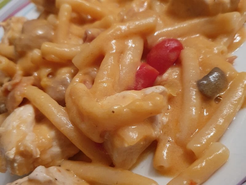 Cliquez pour zoomer ! Pennes au poulet, tomates et champignons Thermomix par emice1119