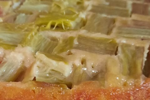 Cliquez pour zoomer ! Gâteau renversé à la rhubarbe et caramel au beurre salé Thermomix par jumavi