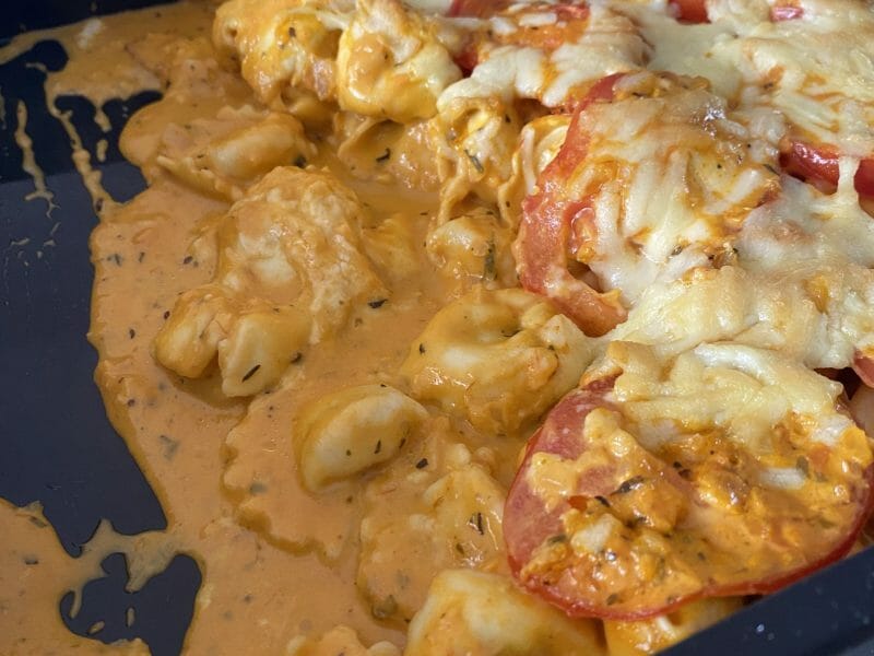 Cliquez pour zoomer ! Gratin de tortellini tomate mozzarella Thermomix par delphine62880