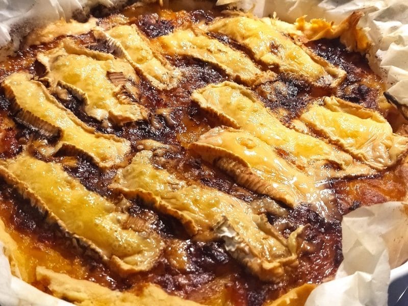 Cliquez pour zoomer ! Tarte au camembert, pommes et lardons Thermomix par drqcko