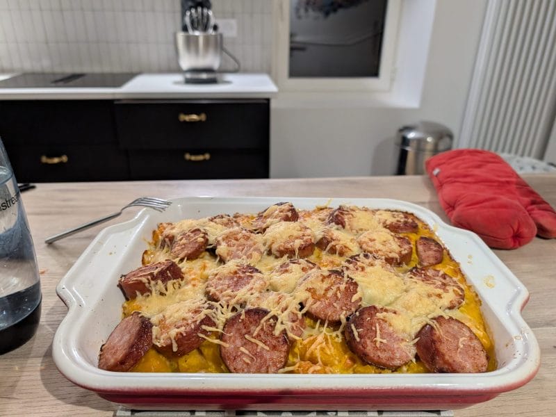Cliquez pour zoomer ! Gratin de butternut à la saucisse de Montbéliard Thermomix par castalos