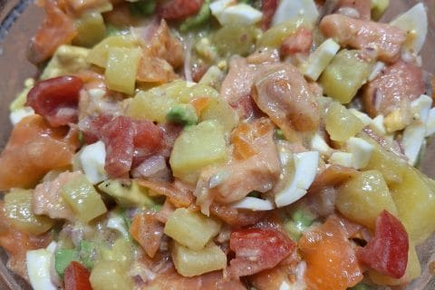Cliquez pour zoomer ! Salade pommes de terre, saumon et avocat Thermomix par 🦕VéroFripouille🦖