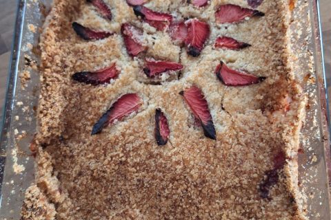 Cliquez pour zoomer ! Crumble fraise rhubarbe et noix de coco Thermomix par 🦕VéroFripouille🦖