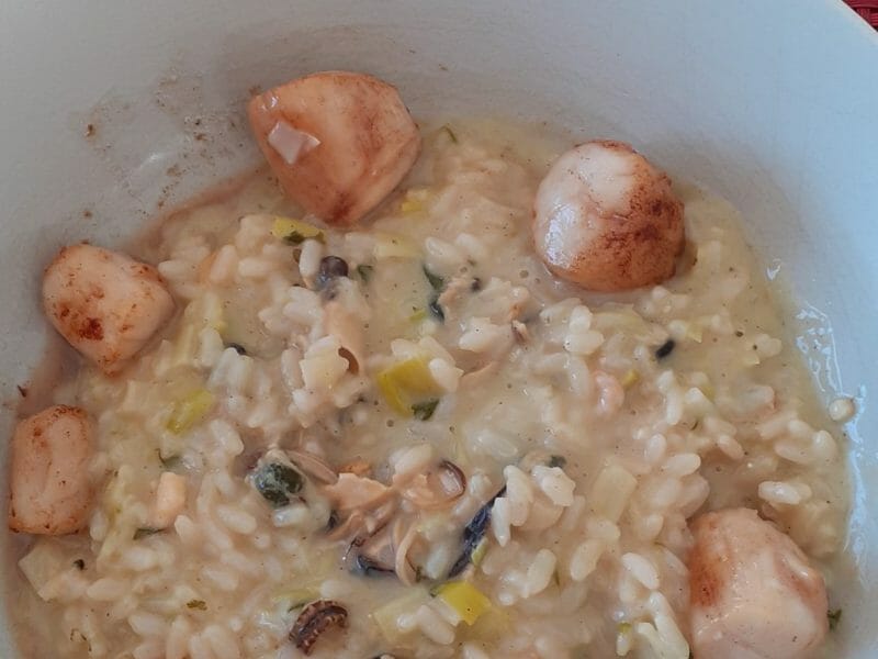 Cliquez pour zoomer ! Risotto aux Saint Jacques et poireaux Thermomix par 🦕VéroFripouille🦖