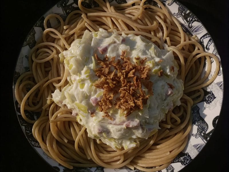 Cliquez pour zoomer ! Tagliatelles à la crème de poireaux Thermomix par 𝐌𝐘𝐋𝐄𝐍𝐀