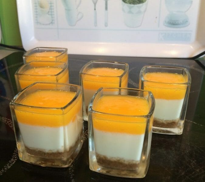 Cliquez pour zoomer ! Panna cotta citron sur sablé spéculoos et miroir de mangue Thermomix par Alice-delice