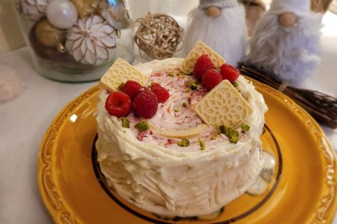 Cliquez pour zoomer ! Bûche de Noël framboises et chocolat blanc Thermomix par cflo68🐞