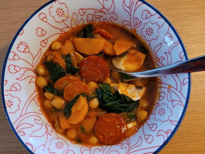 Cliquez pour zoomer ! Ragoût de pois chiches au chorizo et épinards Thermomix par cflo68🐞