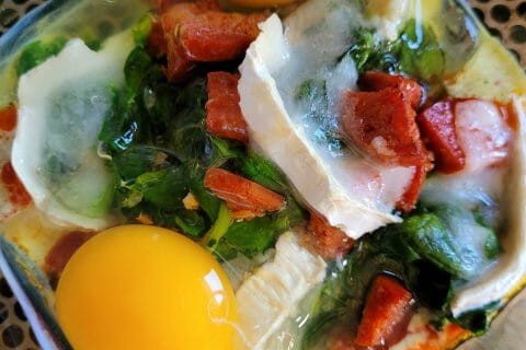 Cliquez pour zoomer ! Oeufs cocotte épinards et chorizo Thermomix par cflo68🐞