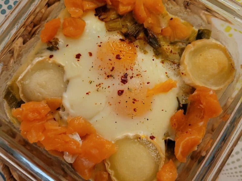 Cliquez pour zoomer ! Oeufs cocotte poireaux et saumon fumé Thermomix par cflo68🐞