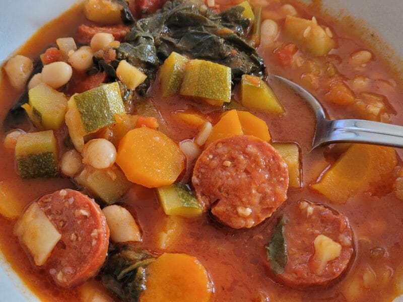 Cliquez pour zoomer ! Ragoût de pois chiches au chorizo et épinards Thermomix par cflo68🐞