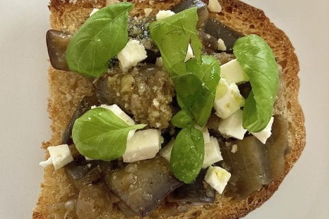 Cliquez pour zoomer ! Brushetta aubergines, chèvre et noix Thermomix par soniamanga