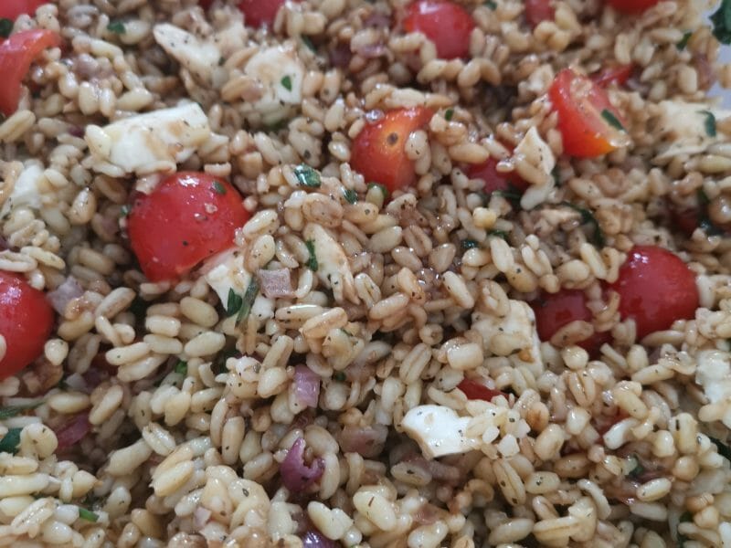 Cliquez pour zoomer ! Salade d’ebly, oignon caramélisé & mozzarella Thermomix par lucie2101