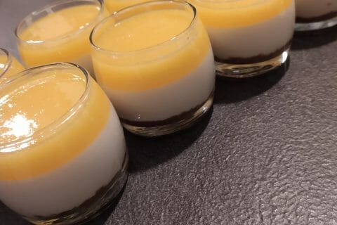 Cliquez pour zoomer ! Panna cotta citron sur sablé spéculoos et miroir de mangue Thermomix par liline2959