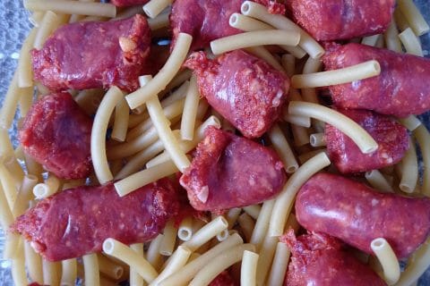 Cliquez pour zoomer ! Gratin de torsades aux merguez Thermomix par chiktay