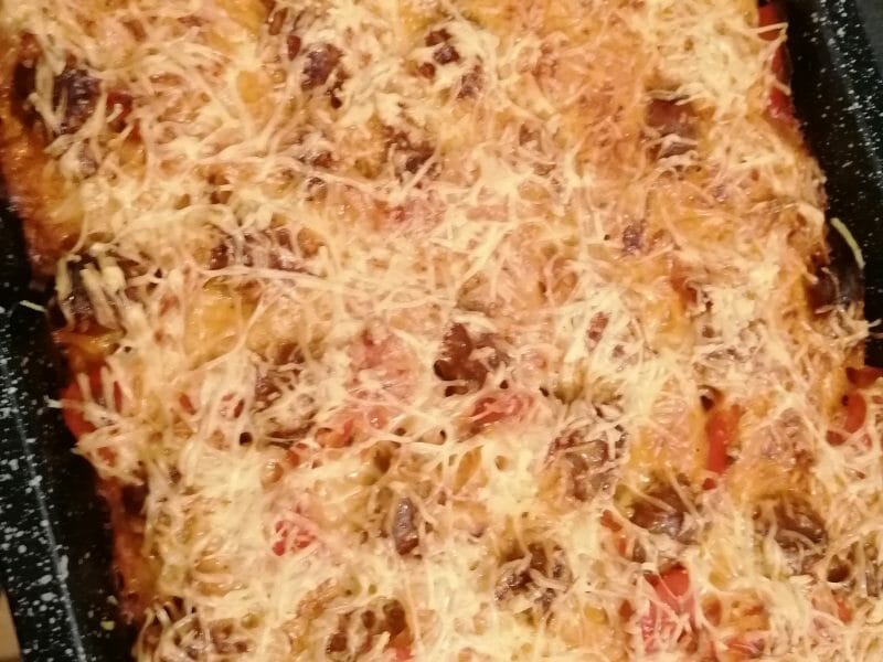 Cliquez pour zoomer ! Gratin de torsades aux merguez Thermomix par helena91410