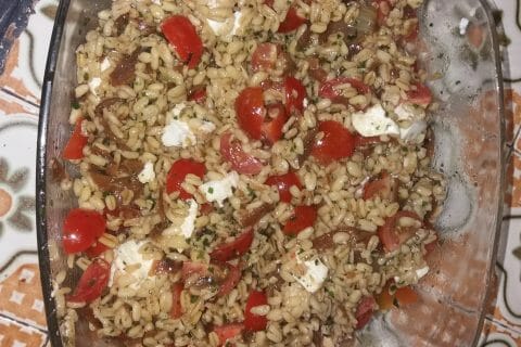 Cliquez pour zoomer ! Salade d’ebly, oignon caramélisé & mozzarella au Thermomix