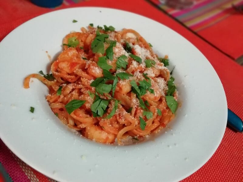Cliquez pour zoomer ! Spaghettis aux crevettes et à l’ail Thermomix par Soso