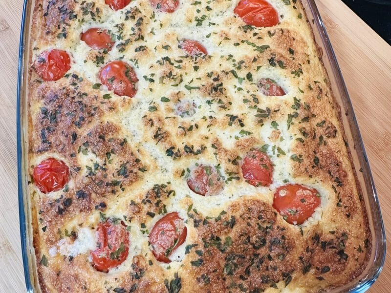 Cliquez pour zoomer ! Clafoutis tomates cerises et fromage de chèvre Thermomix par La cuisine d’Elo