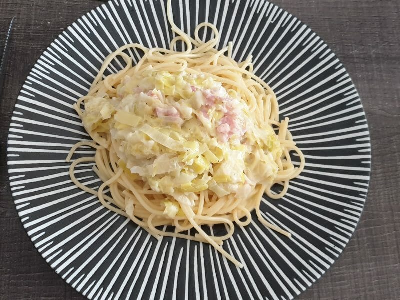 Cliquez pour zoomer ! Tagliatelles à la crème de poireaux Thermomix par Oceane1303