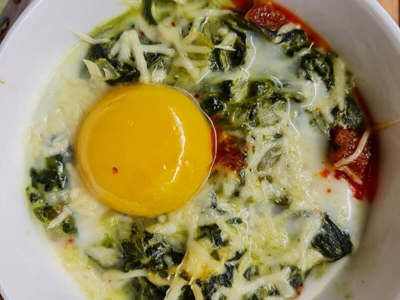 Cliquez pour zoomer ! Oeufs cocotte épinards et chorizo Thermomix par Emilie D