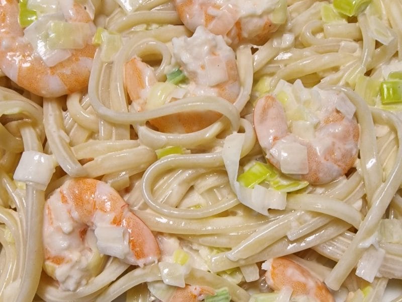Cliquez pour zoomer ! Linguine aux poireaux et aux crevettes Thermomix par Paméla