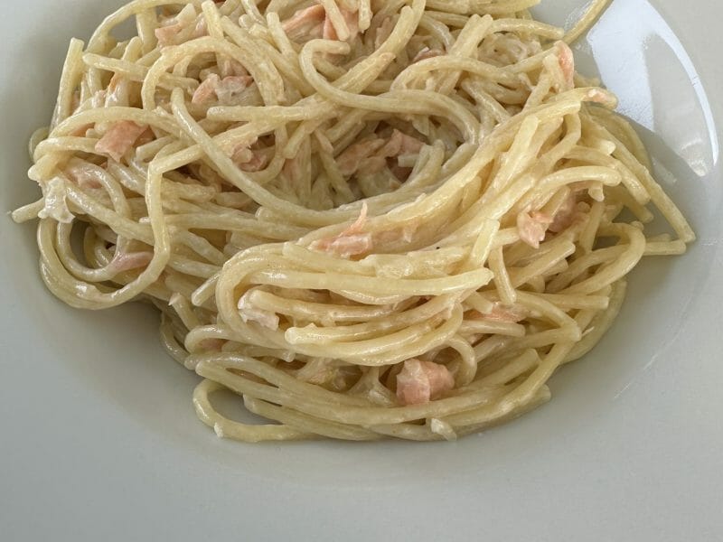 Cliquez pour zoomer ! Spaghettis au saumon fumé Thermomix par Magwem