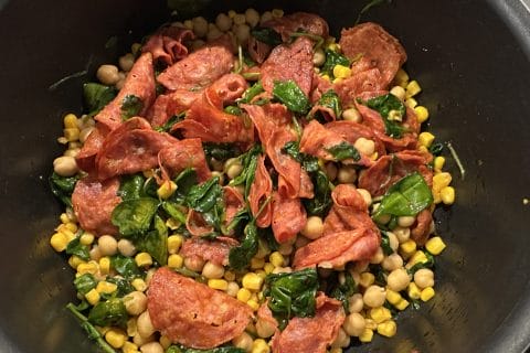 Cliquez pour zoomer ! Ragoût de pois chiches au chorizo et épinards Thermomix par Magwem