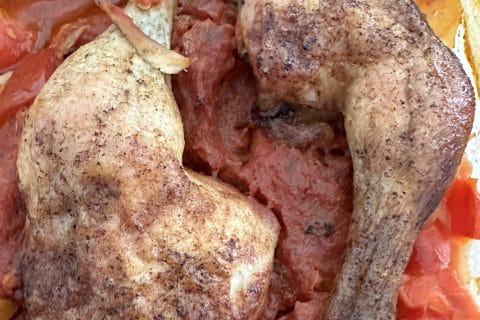 Cliquez pour zoomer ! Poulet aux pommes de terre, poivron et tomates Thermomix par Magwem