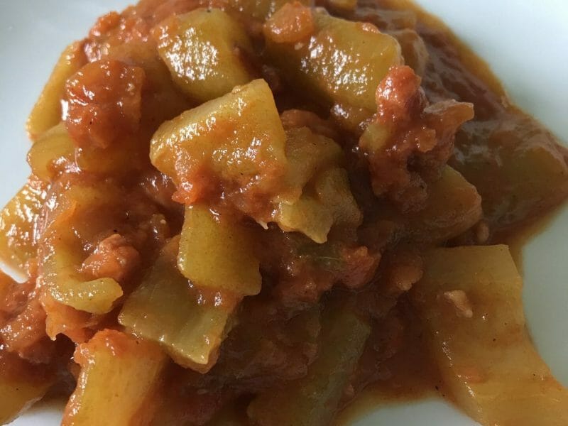 Cliquez pour zoomer ! Concombre cuit lardons tomate paprika Thermomix par Magwem