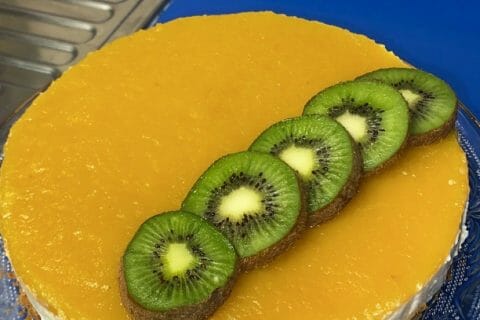 Cliquez pour zoomer ! Panna cotta citron sur sablé spéculoos et miroir de mangue Thermomix par Ana 👩🏻🍳