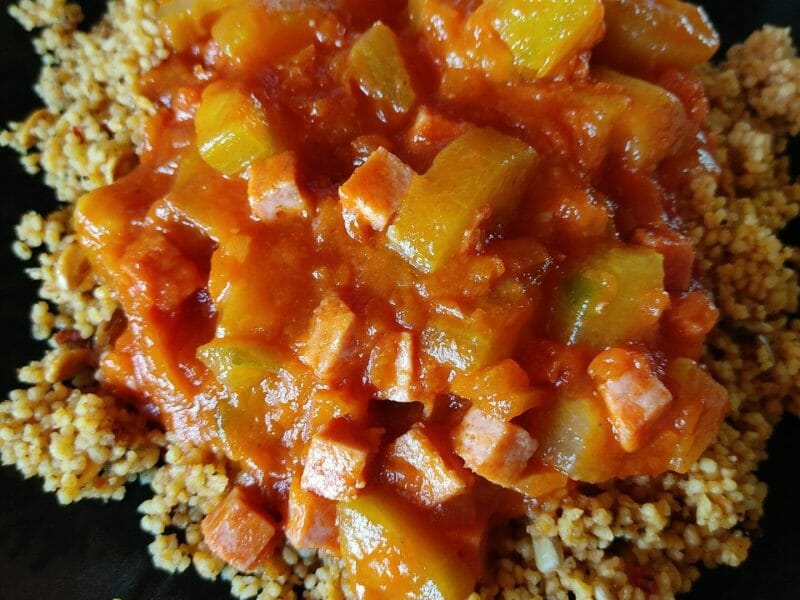 Cliquez pour zoomer ! Concombre cuit lardons tomate paprika Thermomix par audreyyo