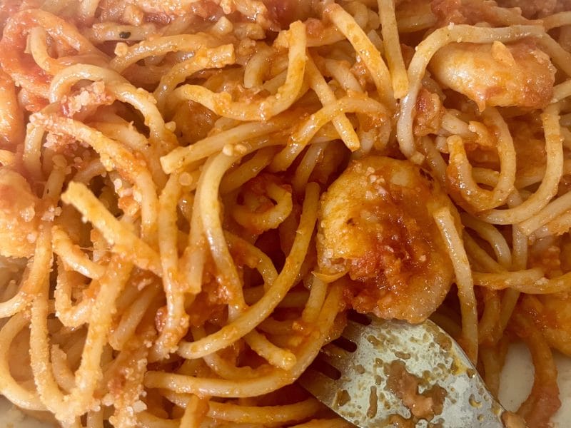 Cliquez pour zoomer ! Spaghettis aux crevettes et à l’ail Thermomix par ccile91