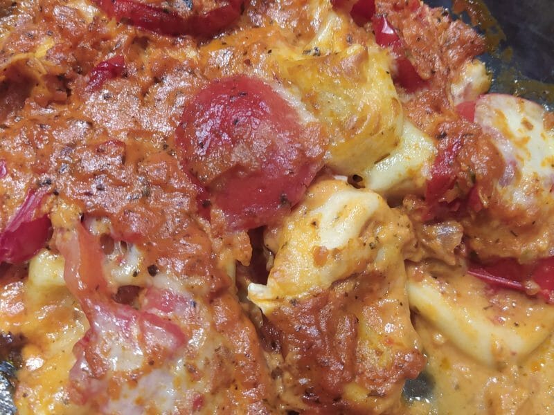 Cliquez pour zoomer ! Gratin de tortellini tomate mozzarella Thermomix par line43