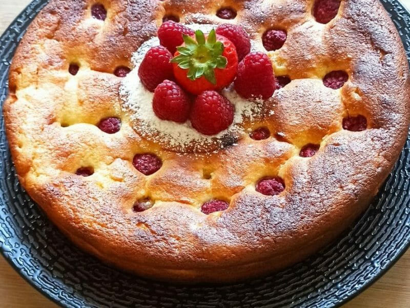 Cliquez pour zoomer ! Gâteau à la ricotta, amandes et framboises Thermomix par joseelio